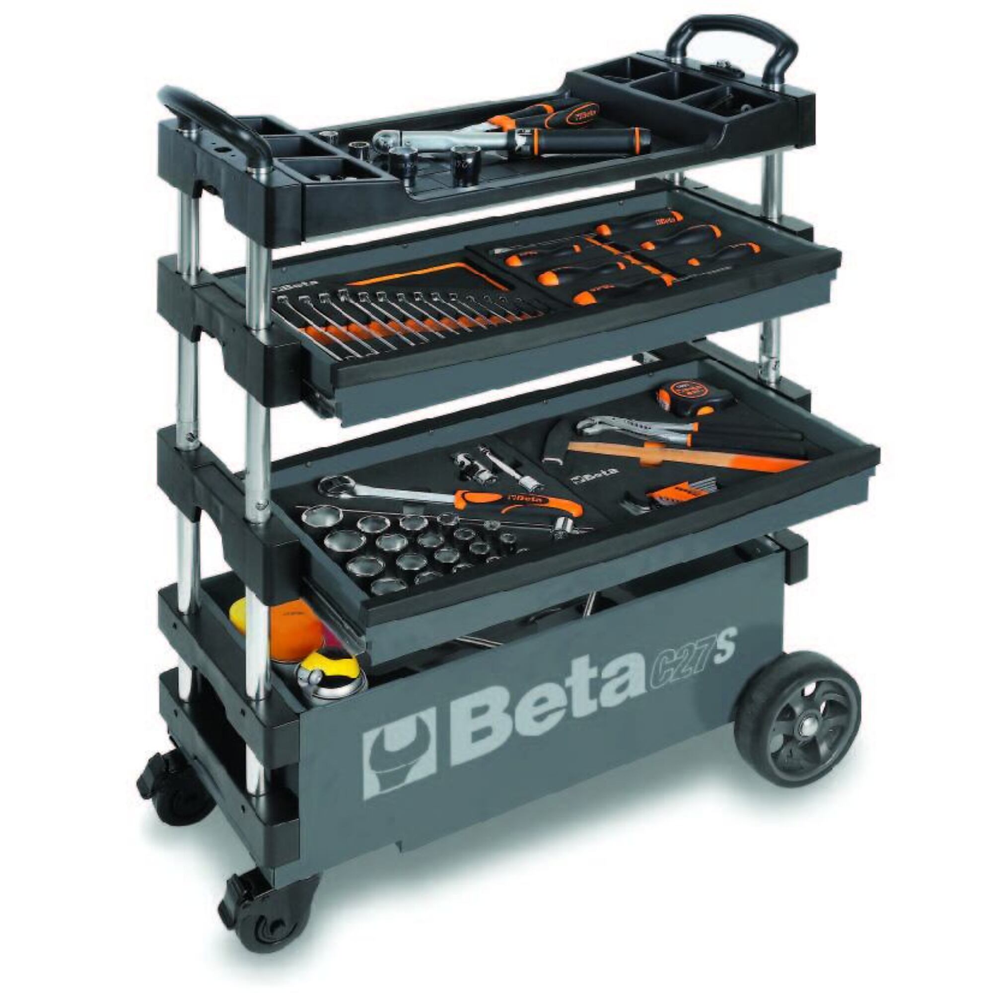 Beta, Collapsible Tool Cart w/Sliding Tool Trays, Width 26.86 in, Height 39.06 in, Model# C27S-G